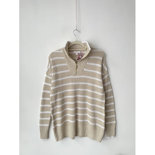 Sweater beige rayas. Talla: XS OVERSIZED