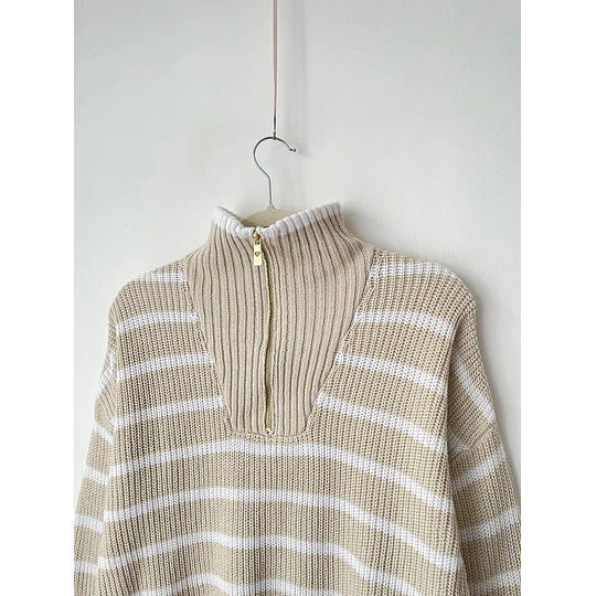 Sweater beige rayas. Talla: XS OVERSIZED