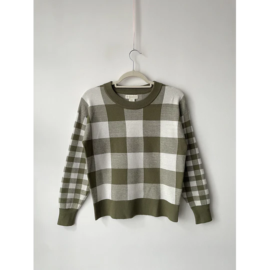 Sweater cuadros. Talla: XS holgado (S) 