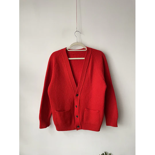 Cardigan rojo lana. Talla: M/L