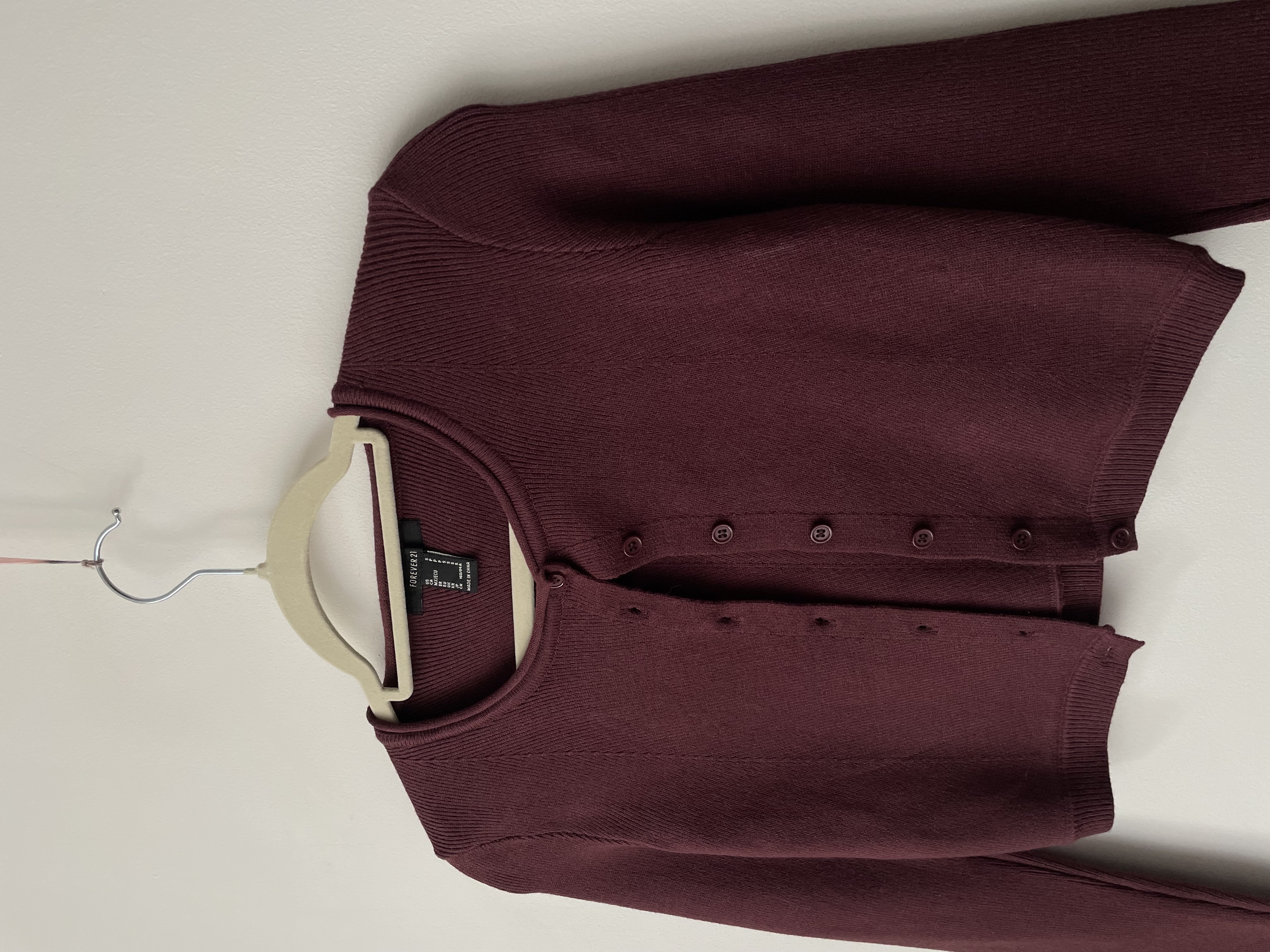 Cardigan burdeo. Talla: S (XS) 2