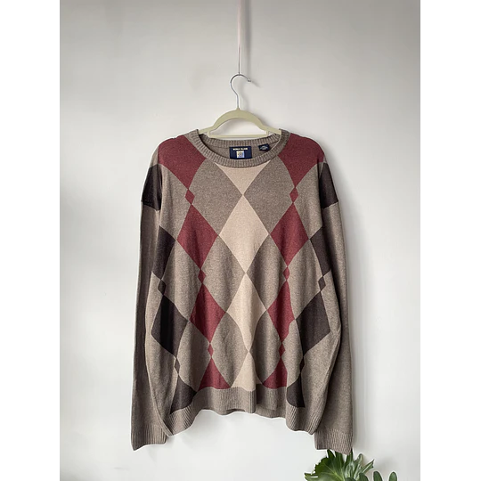 Sweater rombos seda y cachemir. Talla: 2XL Hombre