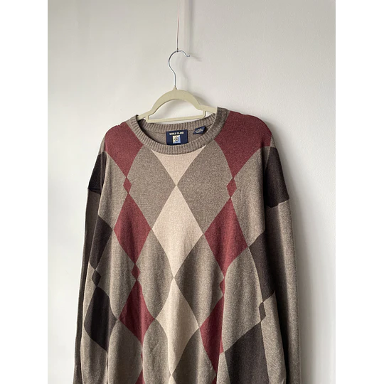 Sweater rombos seda y cachemir. Talla: 2XL Hombre