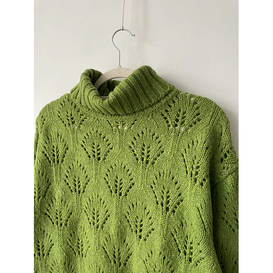 Sweater verde lana algodón. Talla: L