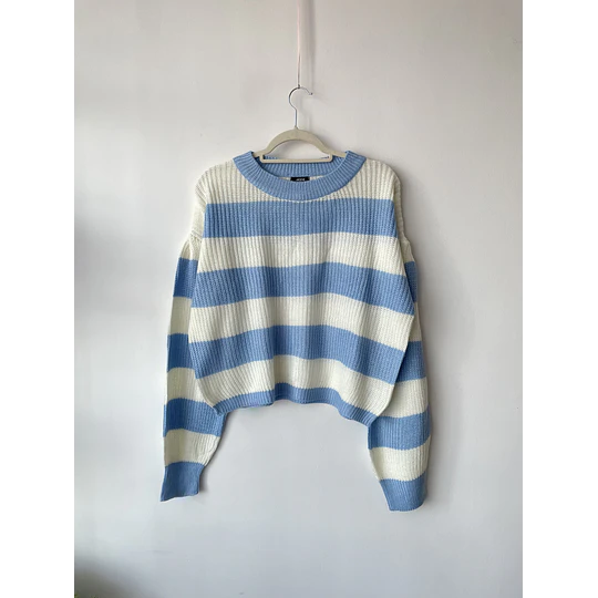 Sweater celeste rayas. Talla: XS oversized (XL)
