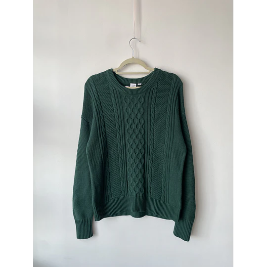 Sweater trenzado verde. Talla: M grande
