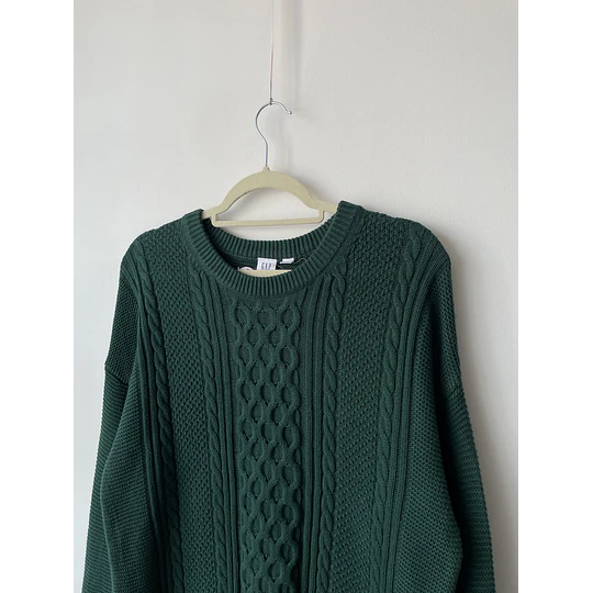 Sweater trenzado verde. Talla: M grande