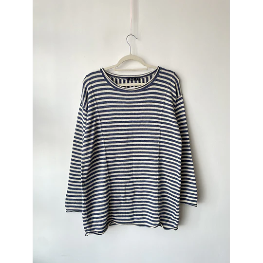 Sweater largo, líneas. Talla: S Oversized (M/L)