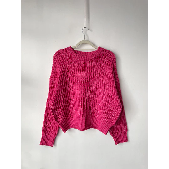 Sweater fucsia jaspeado. Talla: M oversized