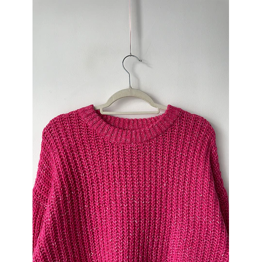 Sweater fucsia jaspeado. Talla: M oversized