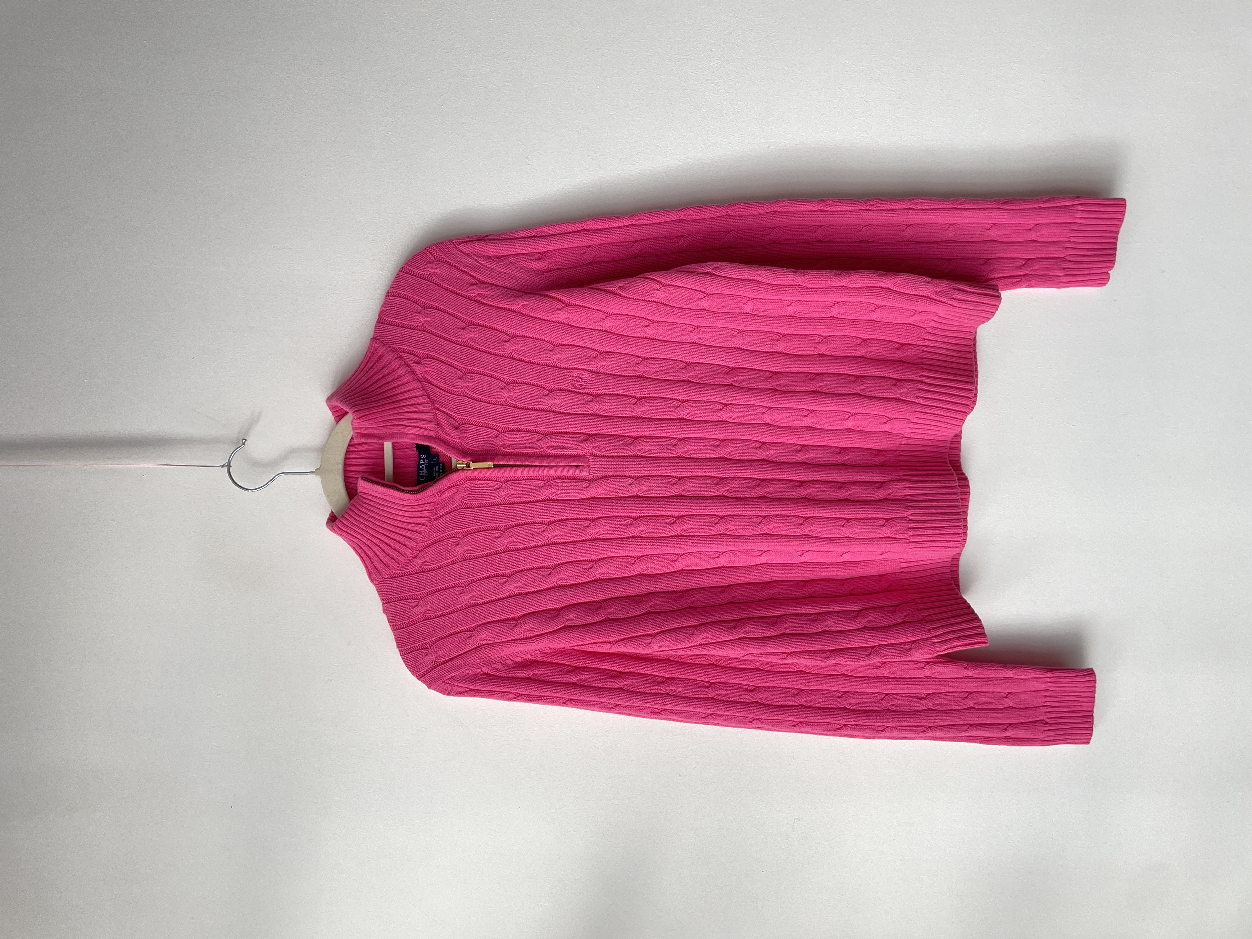 Sweater trenzado rosa. Talla: L chico (M) 1