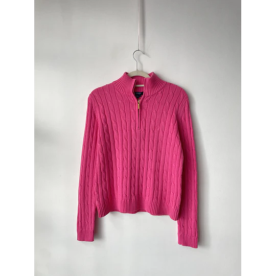 Sweater trenzado rosa. Talla: L chico (M)