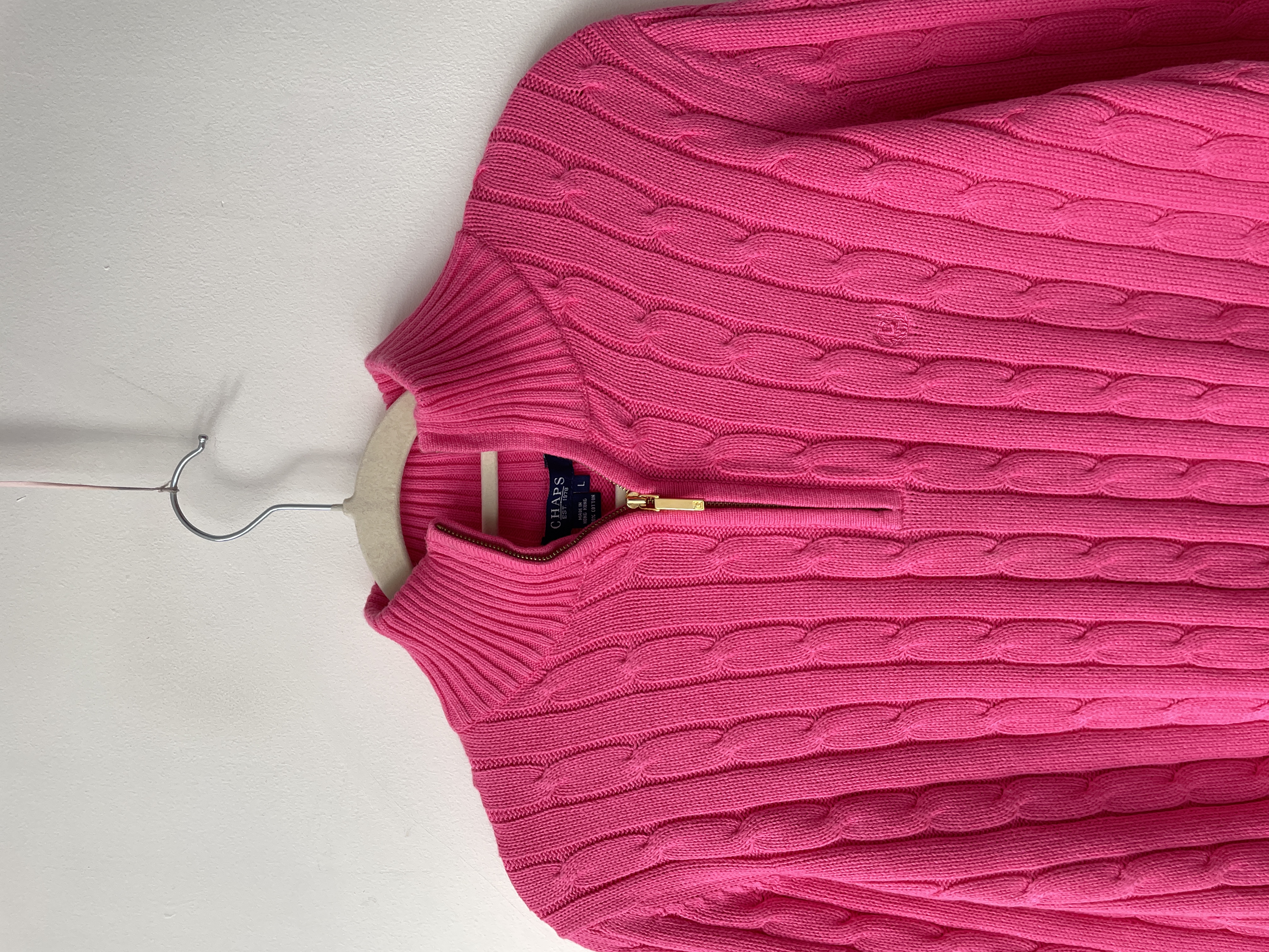 Sweater trenzado rosa. Talla: L chico (M) 2
