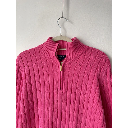 Sweater trenzado rosa. Talla: L chico (M)