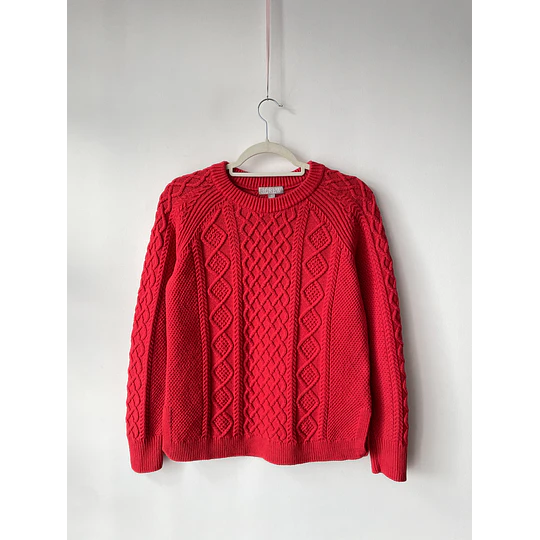 Sweater rojo trenzado. Talla: XS