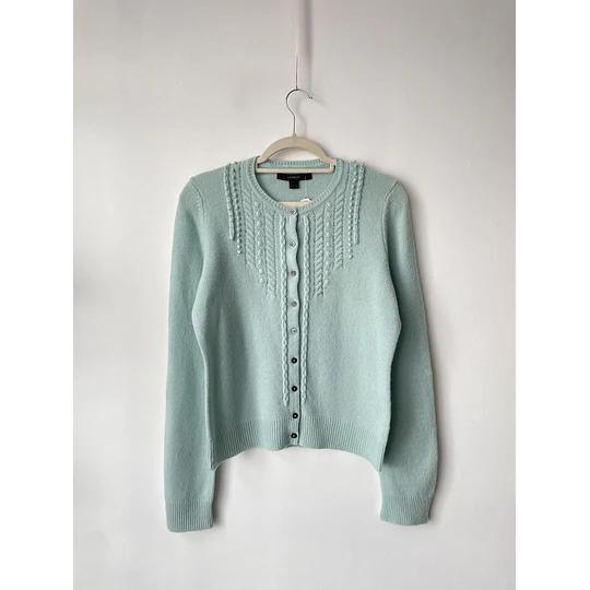 Cárdigan celeste lana cordero. Talla: L 