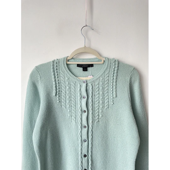 Cárdigan celeste lana cordero. Talla: L 
