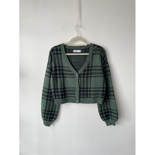 Cárdigan tartán verde. Talla: S