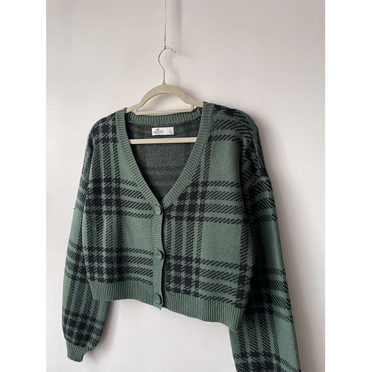 Cárdigan tartán verde. Talla: S