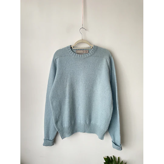 Sweater celeste Shetland. Talla: M hombre / L mujer