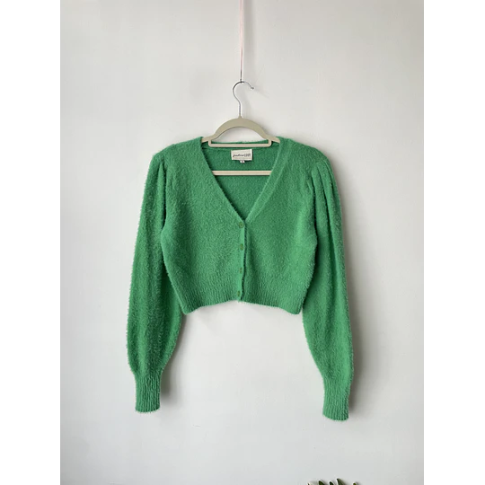 Cárdigan felpudo verde. Talla: S