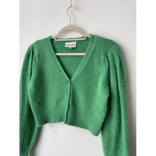 Cárdigan felpudo verde. Talla: S