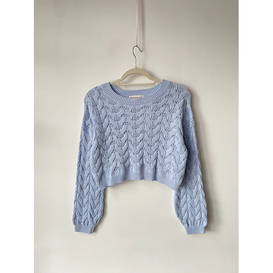 Sweater celeste algodón. Talla: S