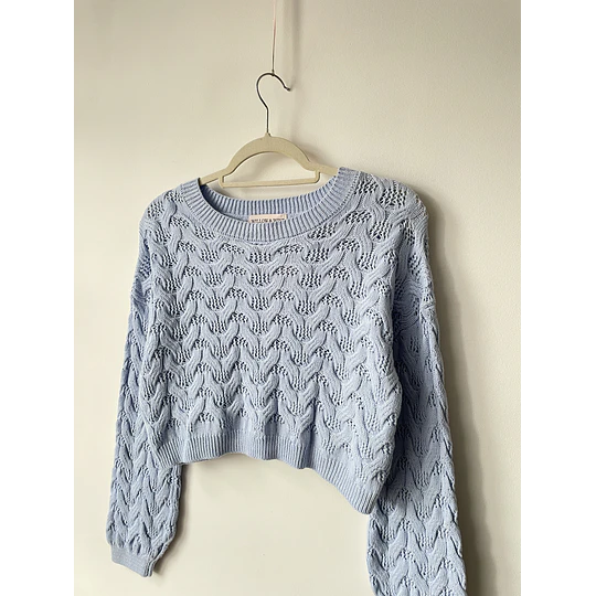 Sweater celeste algodón. Talla: S