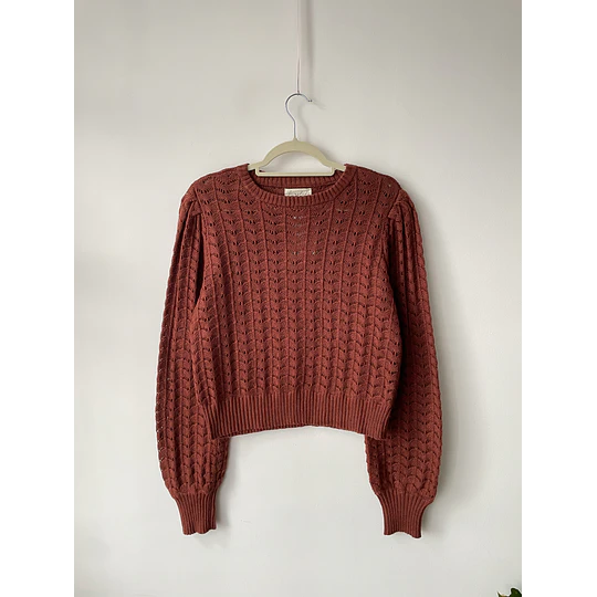 Sweater calado café. Talla: L 