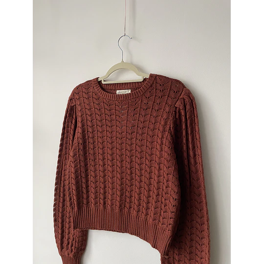 Sweater calado café. Talla: L 