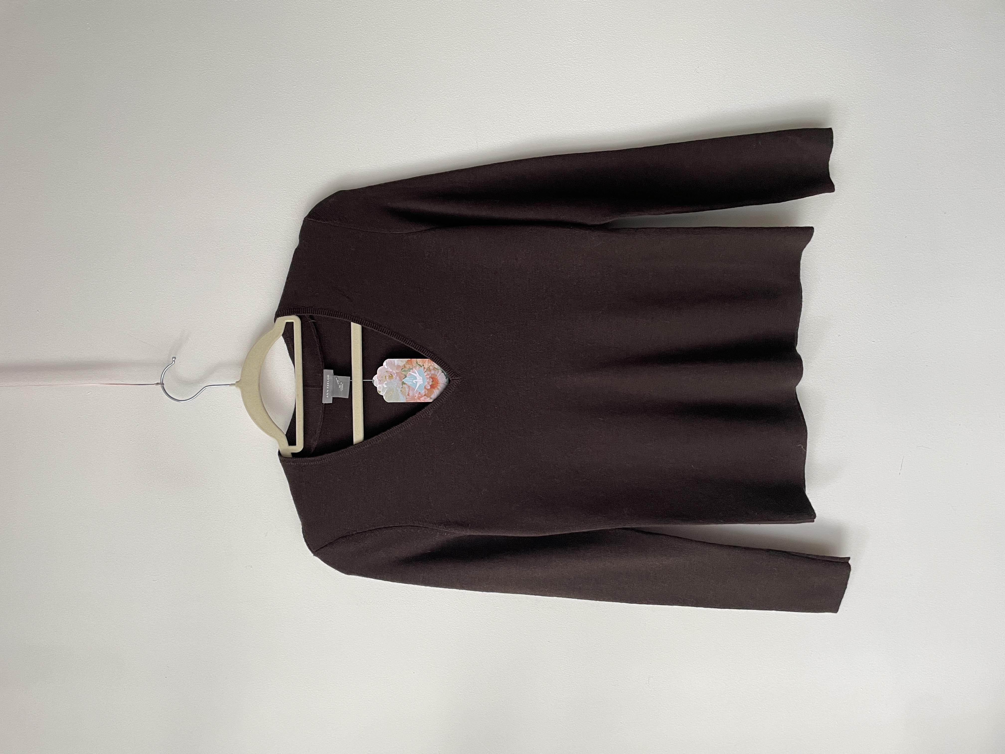 Sweater café lana merino. Talla: M 1
