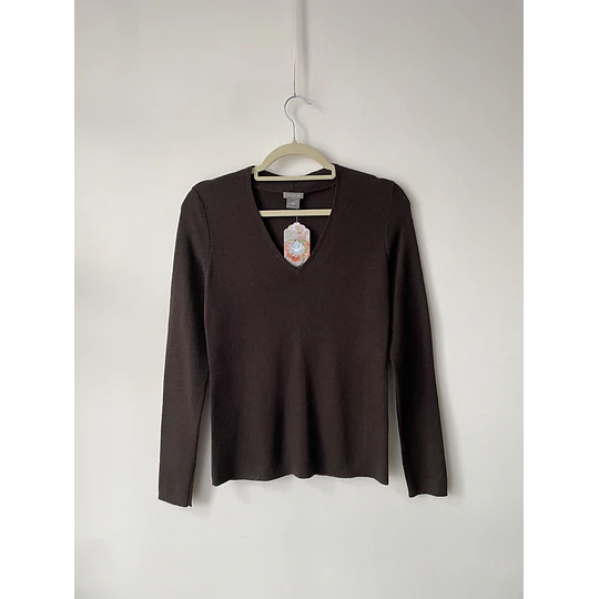 Sweater café lana merino. Talla: M