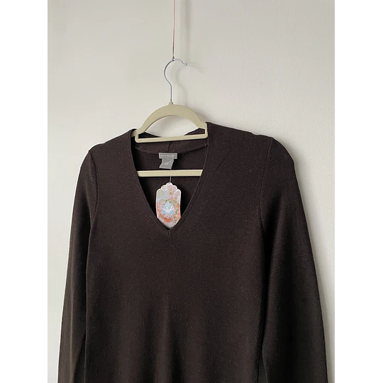 Sweater café lana merino. Talla: M