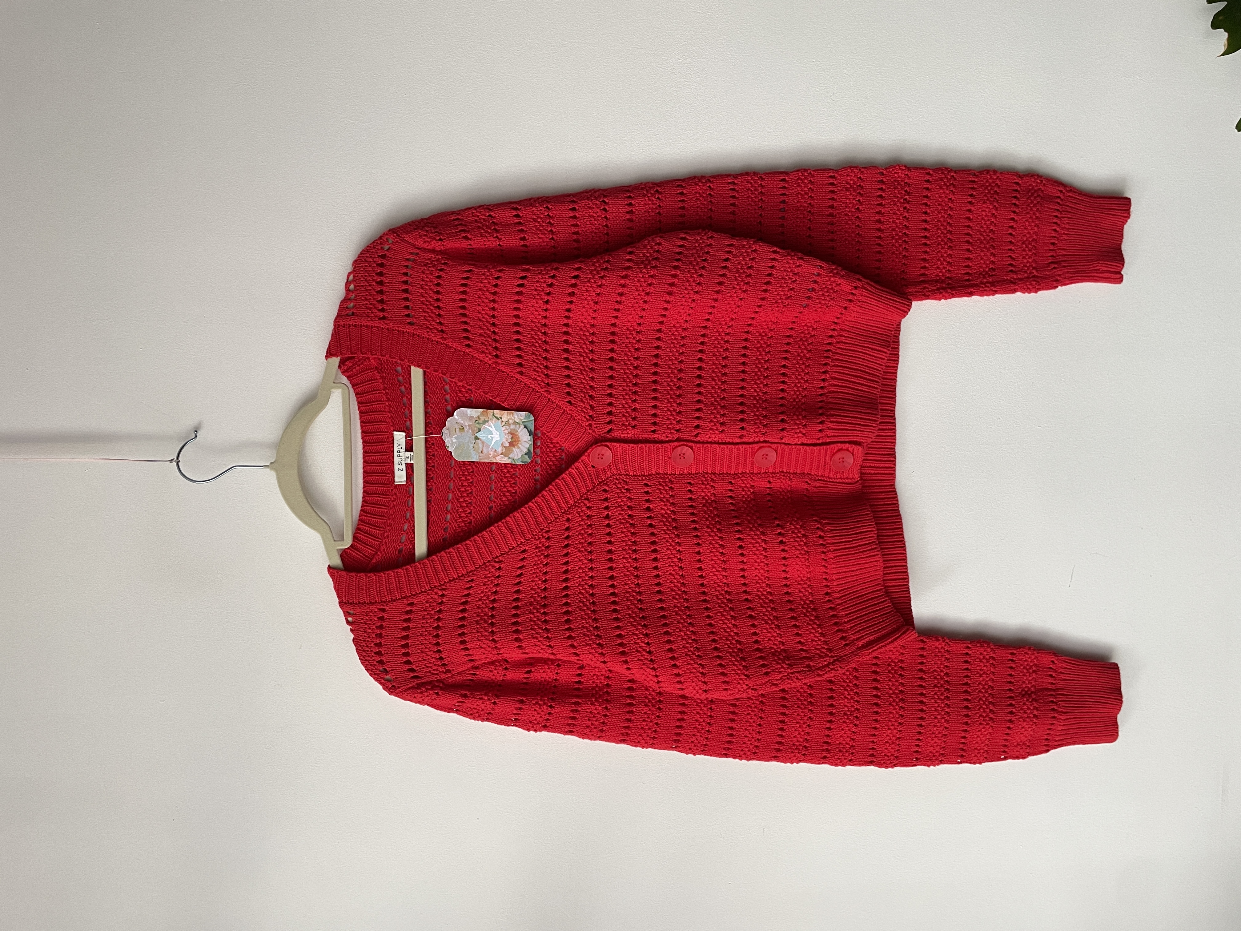 Cárdigan rojo algodón. Talla: S holgado 1