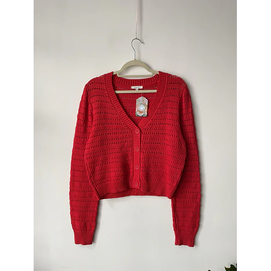 Cárdigan rojo algodón. Talla: S holgado
