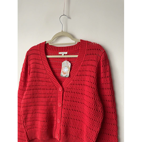 Cárdigan rojo algodón. Talla: S holgado