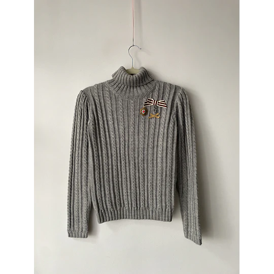 Sweater tortua gris lana. Talla: 160/72 niña (S)