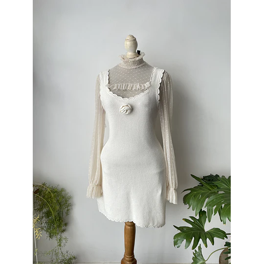 Vestido hilo blanco. Talla: M 