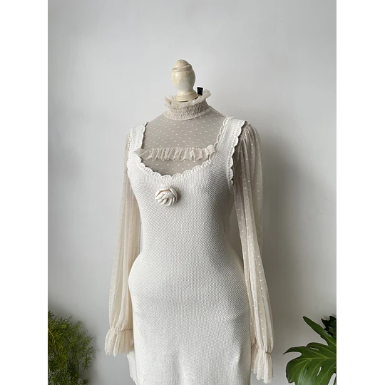 Vestido hilo blanco. Talla: M 