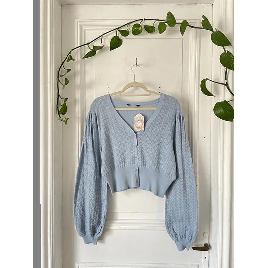Cárdigan celeste. Talla: L