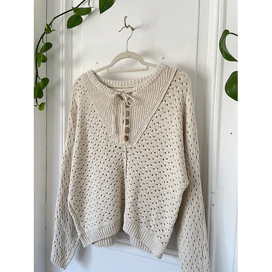 Sweater calado (algodón) Talla: S oversized