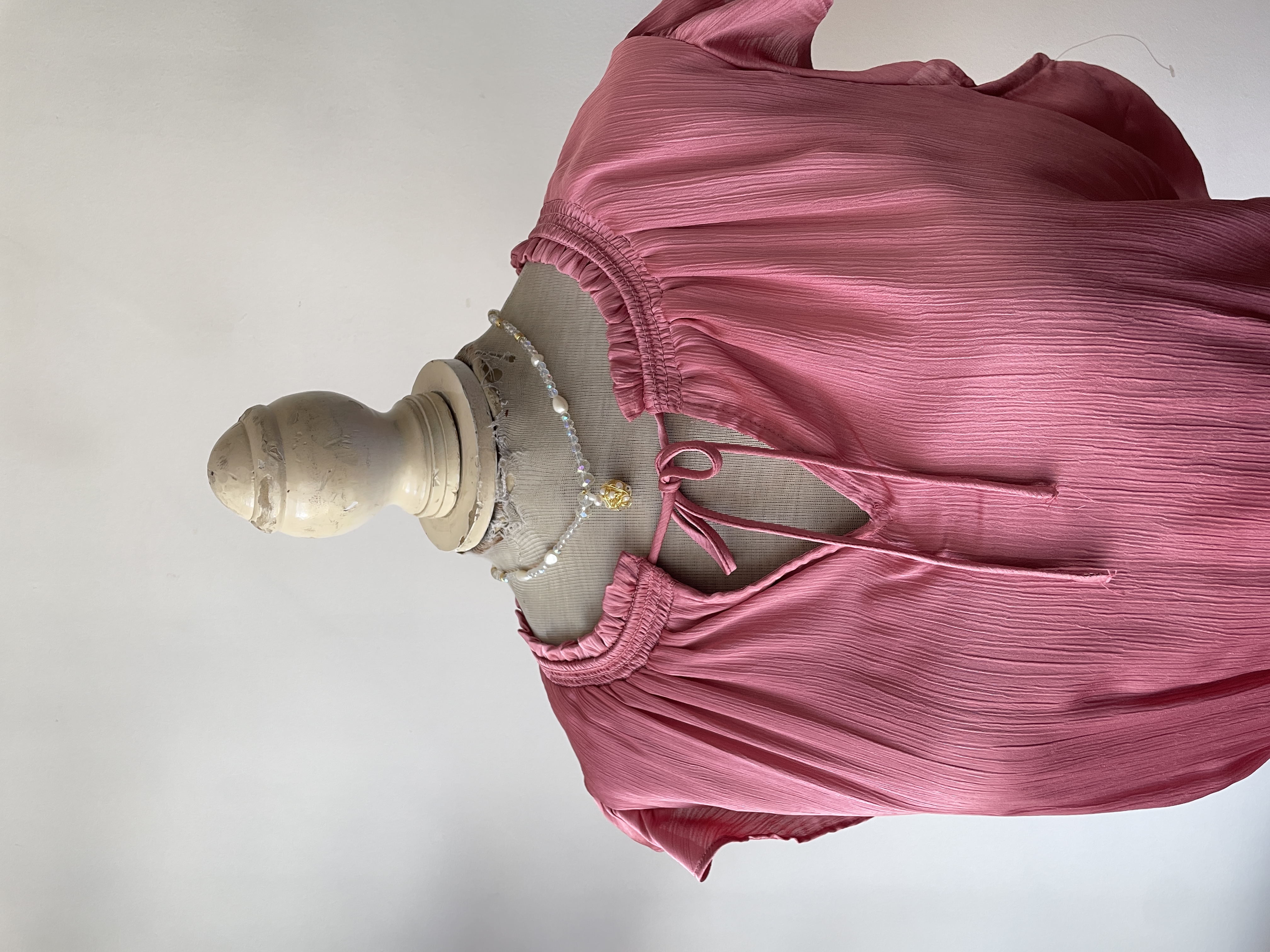 Vestido rosa viejo satín. Talla: L  3