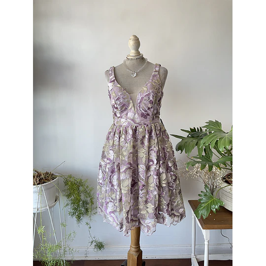 Vestido fiesta bordados. Talla: 6p (M)