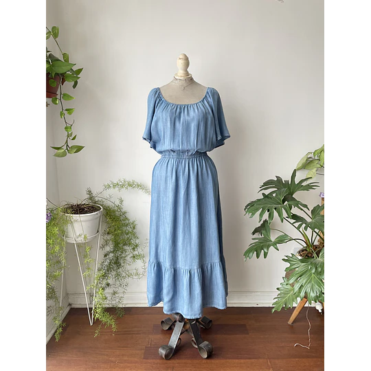 Vestido celeste lyocell. Talla: L Grande