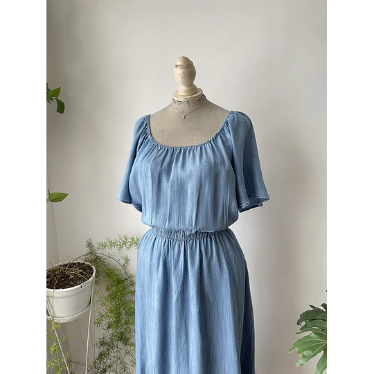 Vestido celeste lyocell. Talla: L Grande