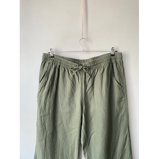 Pantalón verde lino. Talla: 18 (XL)