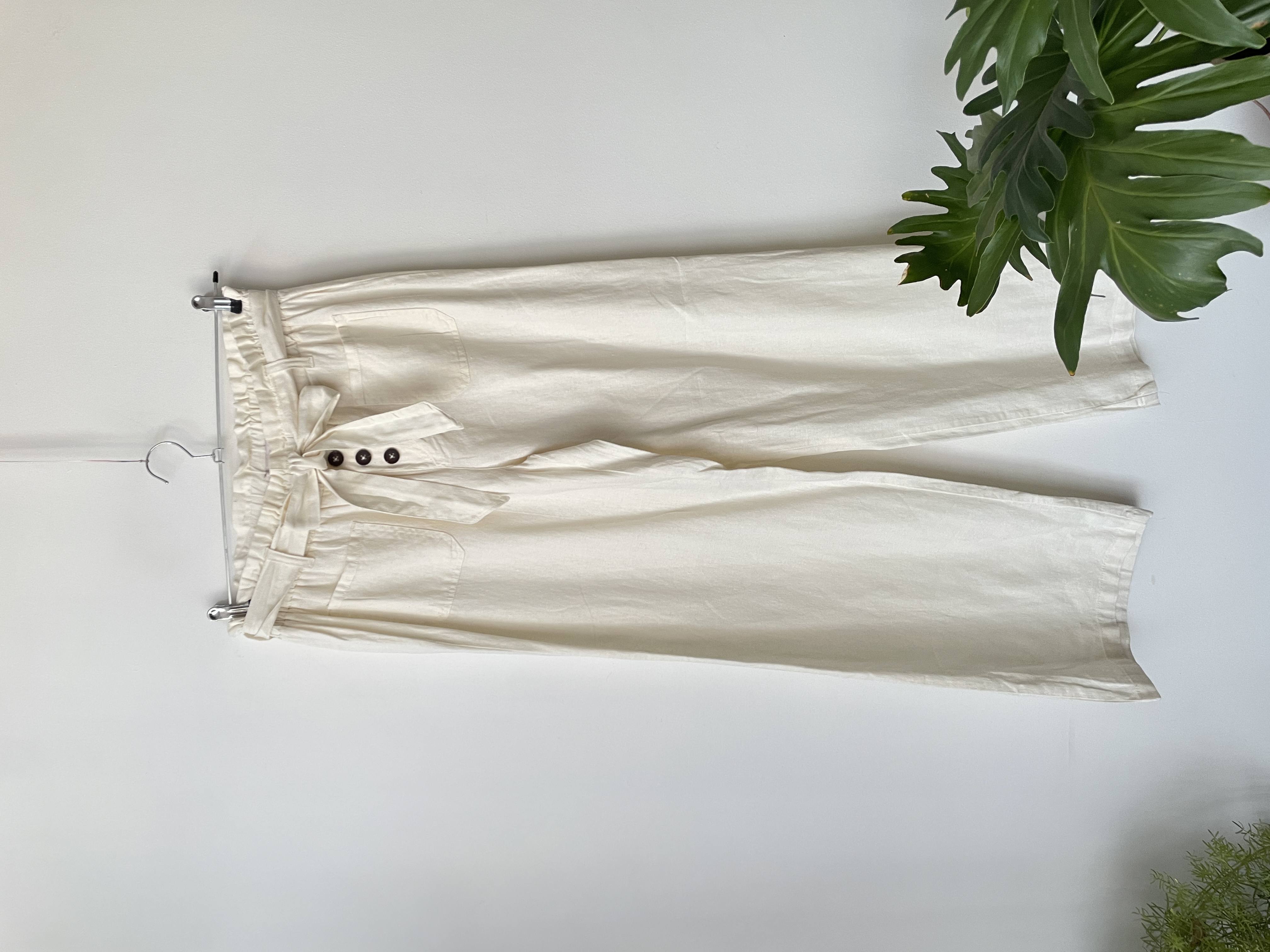 PANTALÓN PALAZZO LINO FEA-Oatmeal Detail:AS OFFER SAMPLE