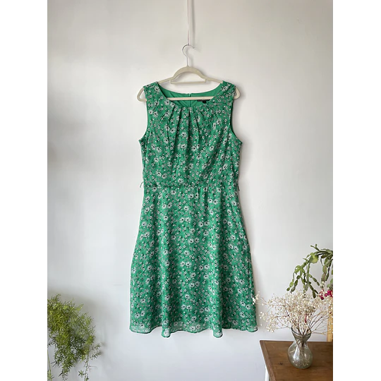 Vestido verde flora. Talla: 16 (L)