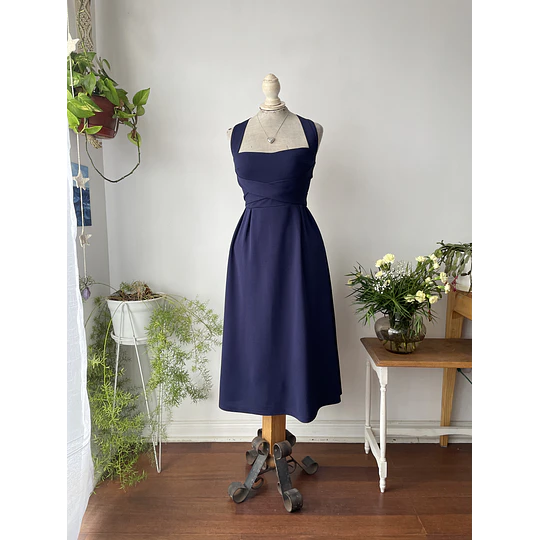Vestido amarras azul. Talla: XS/S