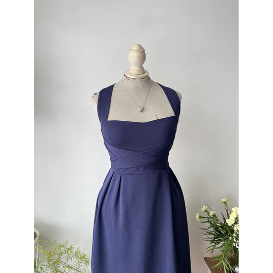 Vestido amarras azul. Talla: XS/S